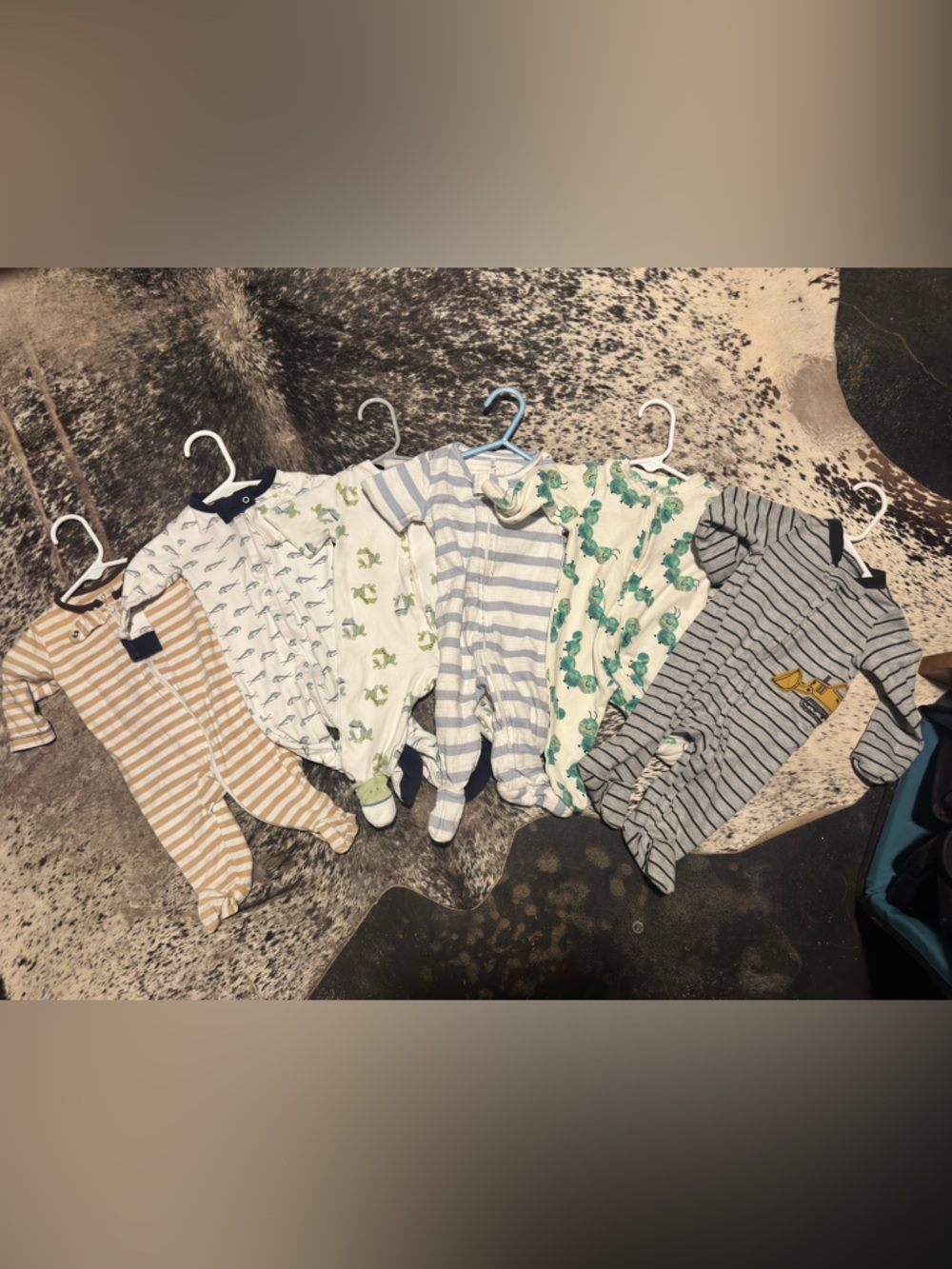 Striped and Printed Baby Footed Pajama Bundle - Neutral Tones & Greens